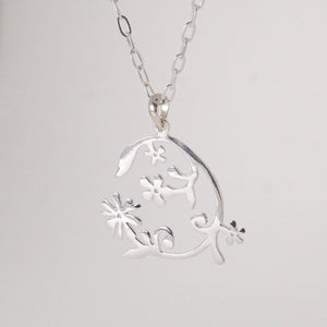Papercut Bloom Silver Pendant with Necklace Sterling Silver Necklace Garden of Desire 