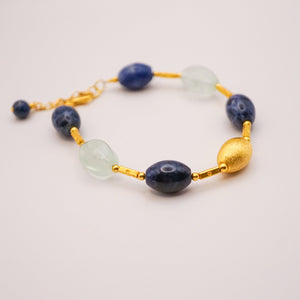 Essence Bracelet in Sodalite and Fluorite Sterling Silver Earring Garden of Desire 