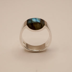 Labradorite Round Form Silver Ring Sterling Silver Ring Garden of Desire 