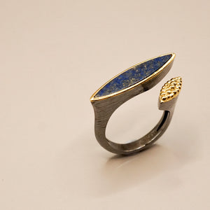 Leaf Silver Ring in Lapis Lazuli Sterling Silver Ring Garden of Desire 