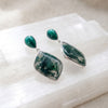 Natural Worlds Within - Moss Agate + Malachite Sterling Silver Earring Garden of Desire 