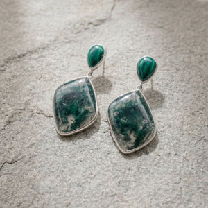 Natural Worlds Within - Moss Agate + Malachite