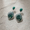 Natural Worlds Within - Moss Agate + Malachite Sterling Silver Earring Garden of Desire 