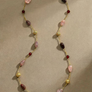 Rosé Line with Strawberry Quartz & Carnelian Necklace