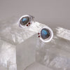 Bud Gems Stud Earrings Sterling Silver Earring Garden of Desire Labradorite with Garnet 