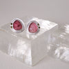 Bud Gems Stud Earrings Sterling Silver Earring Garden of Desire Pink Tourmaline with Green Tourmaline 