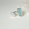 Form Double Stone Ring Sterling Silver Ring Garden of Desire Chalcedony and Rainbow Moonstone 