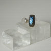Form Double Stone Ring Sterling Silver Ring Garden of Desire Labradorite and Rainbow Moonstone 