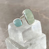 Form Double Stone Ring Sterling Silver Ring Garden of Desire Prehnite and Chalcedony 