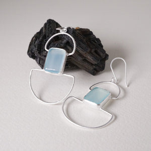 Form Silver Earrings in Gemstones Sterling Silver Earring Garden of Desire Aqua Chalcedony 