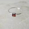Garnet Square Stack Ring Sterling Silver Ring Garden of Desire 