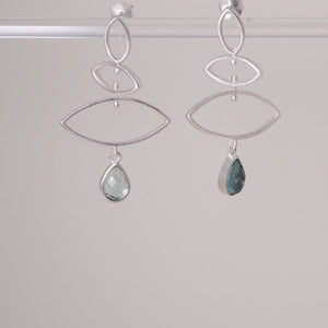 Kite Earrings in Silver and Gems Sterling Silver Earring Garden of Desire Apatite 