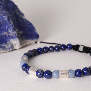 Lapis + Agate Bracelet Sterling Silver Bracelet Garden of Desire 