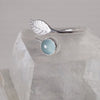 Leaf and Stone Sterling Silver Ring Garden of Desire Aqua Chalcedony 