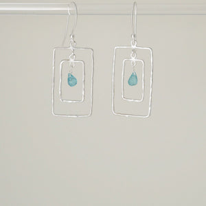 Mapping Long Earrings in Silver and Gems Sterling Silver Earring Garden of Desire Apatite 