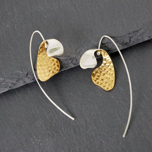 Petals on the Wind Silver and Gold Earrings Sterling Silver Earring Garden of Desire Hammered 