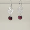 Weave Drops Gem Earrings Sterling Silver Earring Garden of Desire Red Garnet 