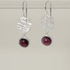 Weave Drops Gem Earrings Sterling Silver Earring Garden of Desire Red Garnet 